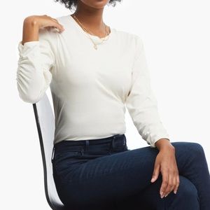 ABLE Agnes ruched sleeve tee in cream size XL